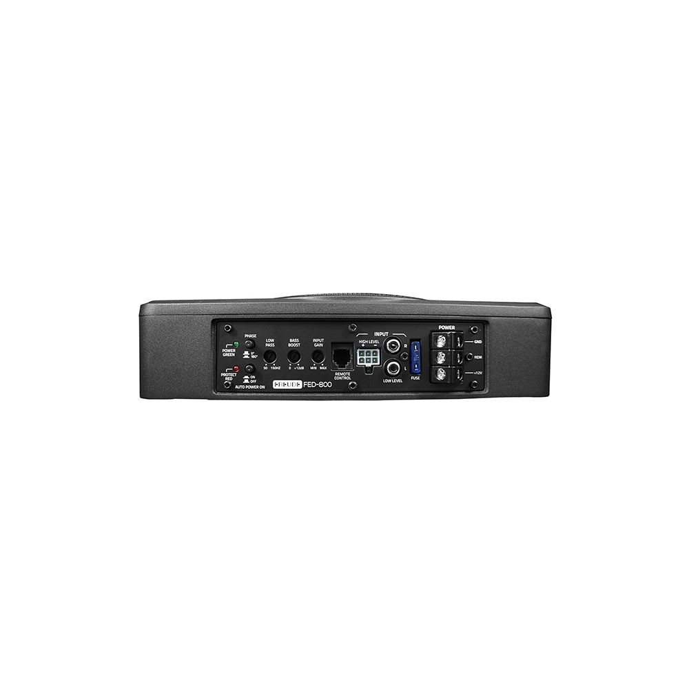 Mặt điều khiển Freude FED-800: Phase, Low Pass, Bass Boost, Input Gain, ngõ mức loa, RCA, cầu chì
