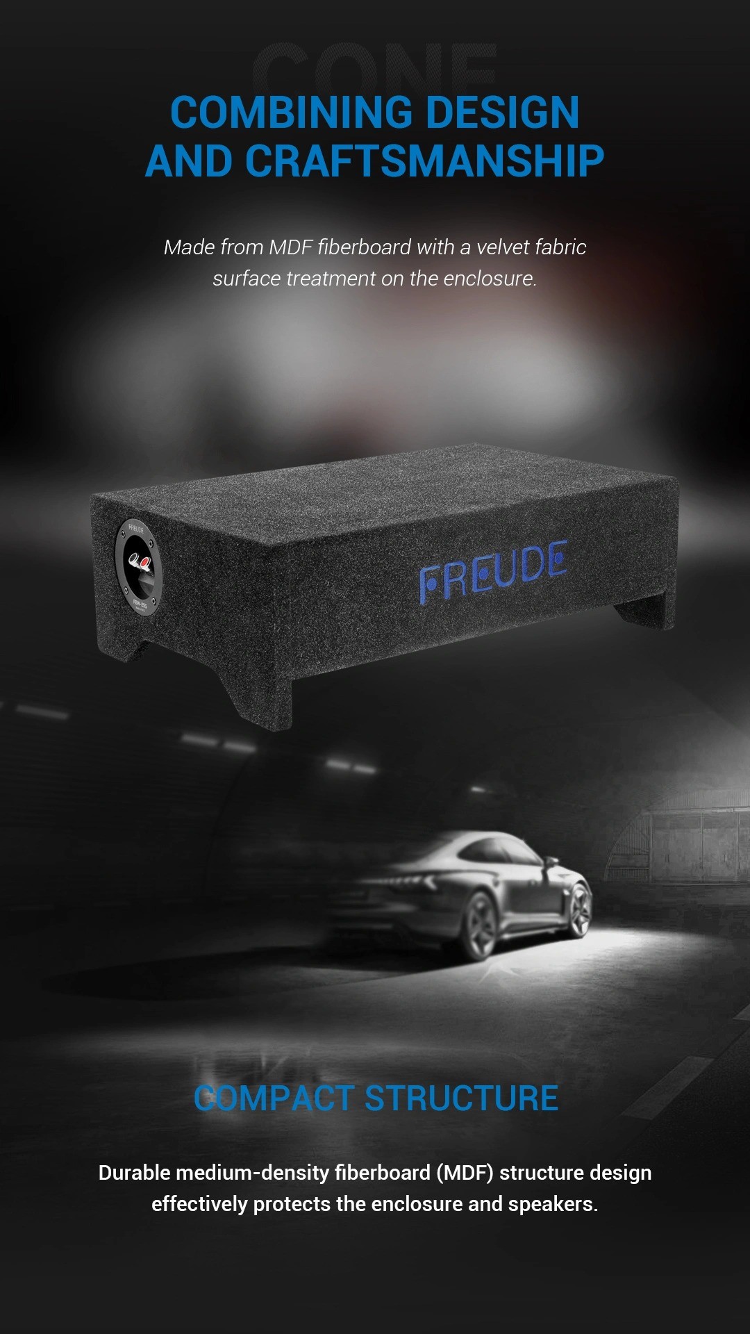 Vỏ MDF bọc nỉ và kết cấu thùng Freude FBW-25S