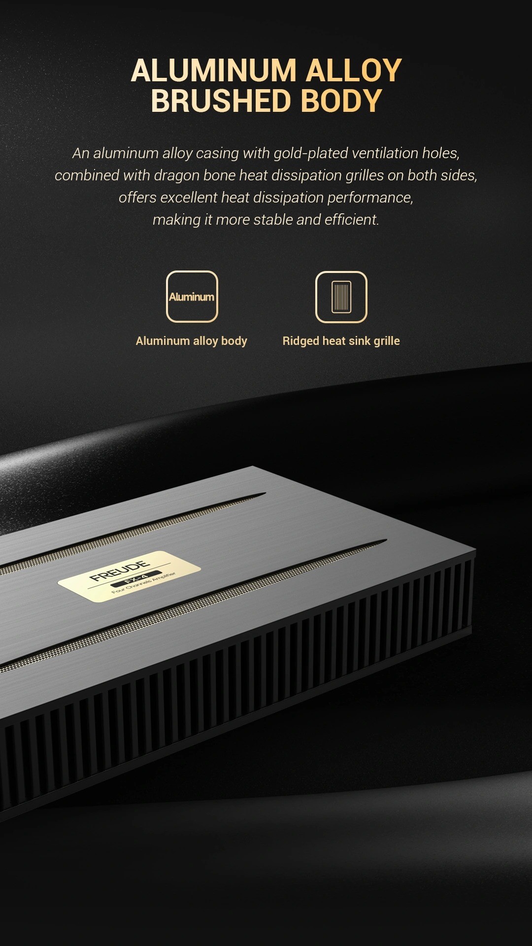 Vỏ nhôm xước và khe tản nhiệt của Freude FX-4