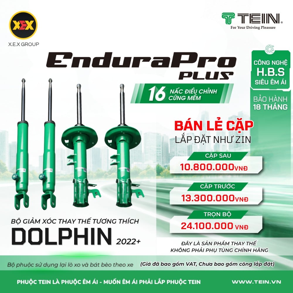 Giảm Xóc Ô Tô BYD Dolphin (2022+) Tein EnduraPro Plus - Điều Chỉnh 16 Nấc