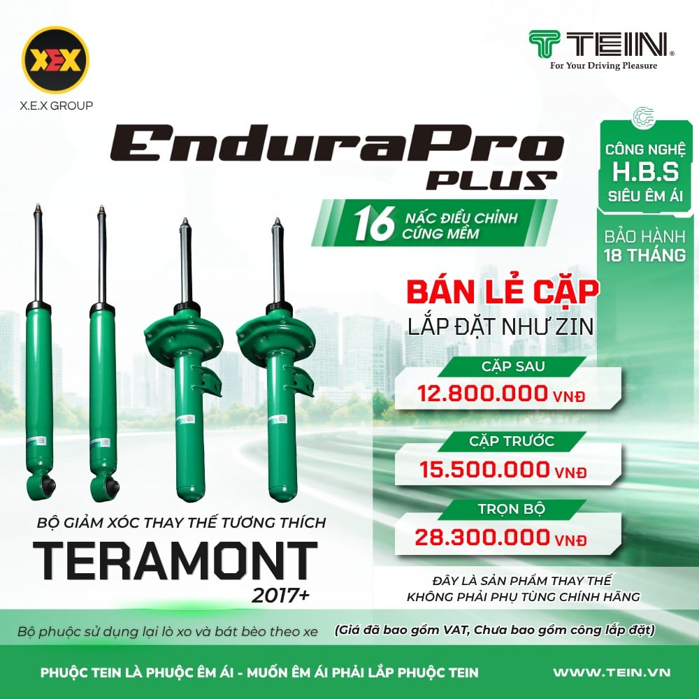 Giảm xóc Tein EnduraPro Plus cho Volkswagen Teramont (2017+), bán lẻ cặp trước, cặp sau, trọn bộ