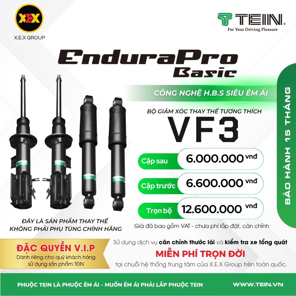Giảm xóc Tein Basic cho VinFast VF3, giá cặp trước, cặp sau, trọn bộ