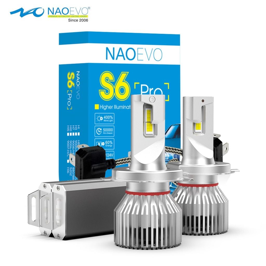 Bóng LED Ô Tô NAOEVO S6 Pro Chân H4 55W 5800K