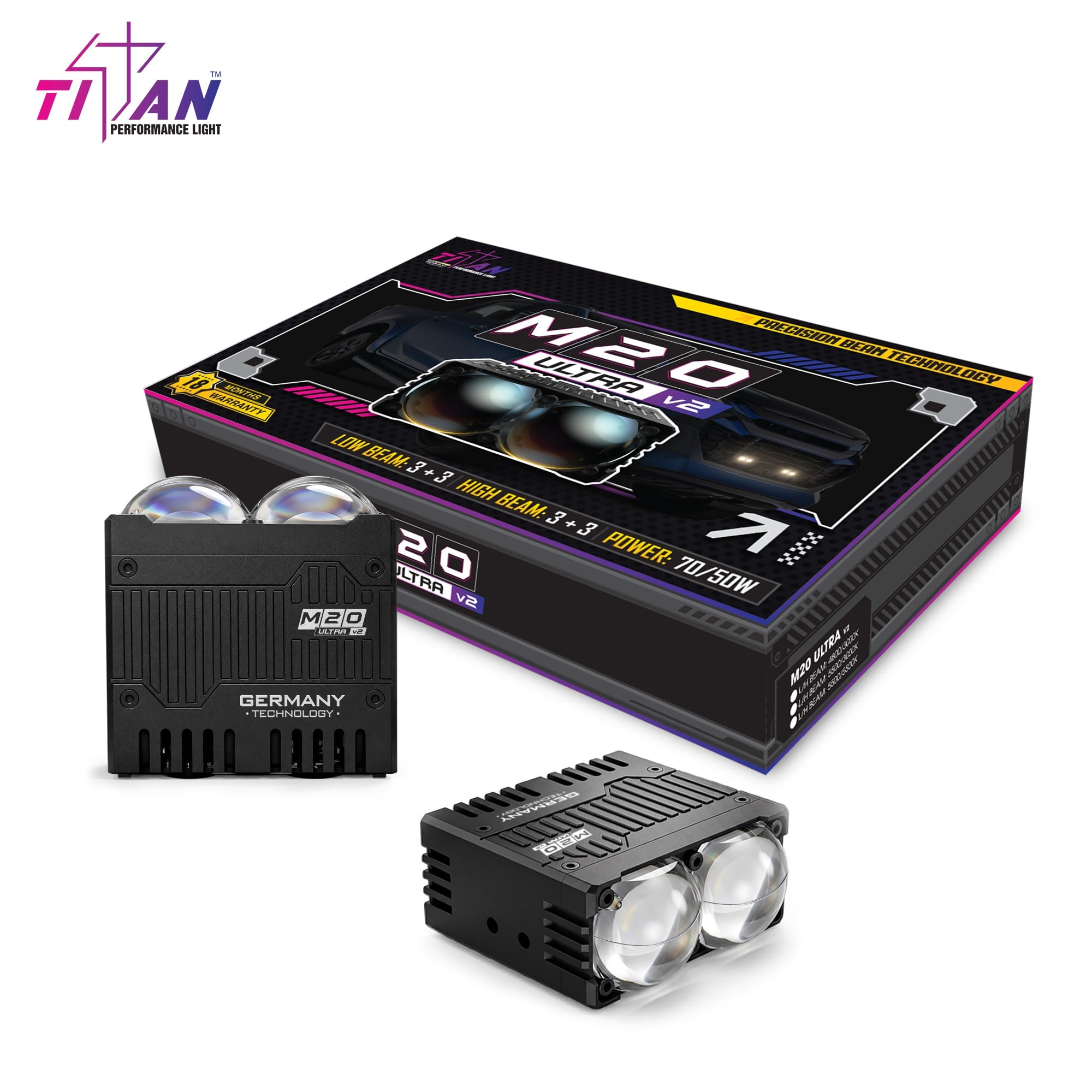 Hộp đèn trợ sáng Titan M20 Ultra V2 và cặp đèn