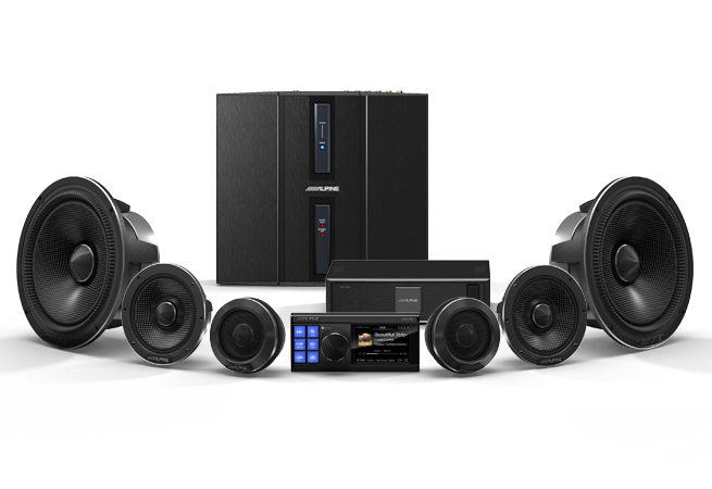Loa Alpine HDZ-65C phối cùng hệ thống Alpine Status gồm amply, DSP và đầu phát Hi-Res