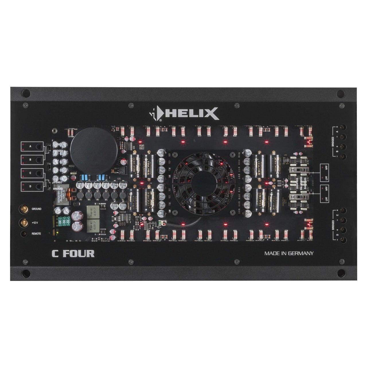 Helix C FOUR nhìn từ trên, đèn LED bật