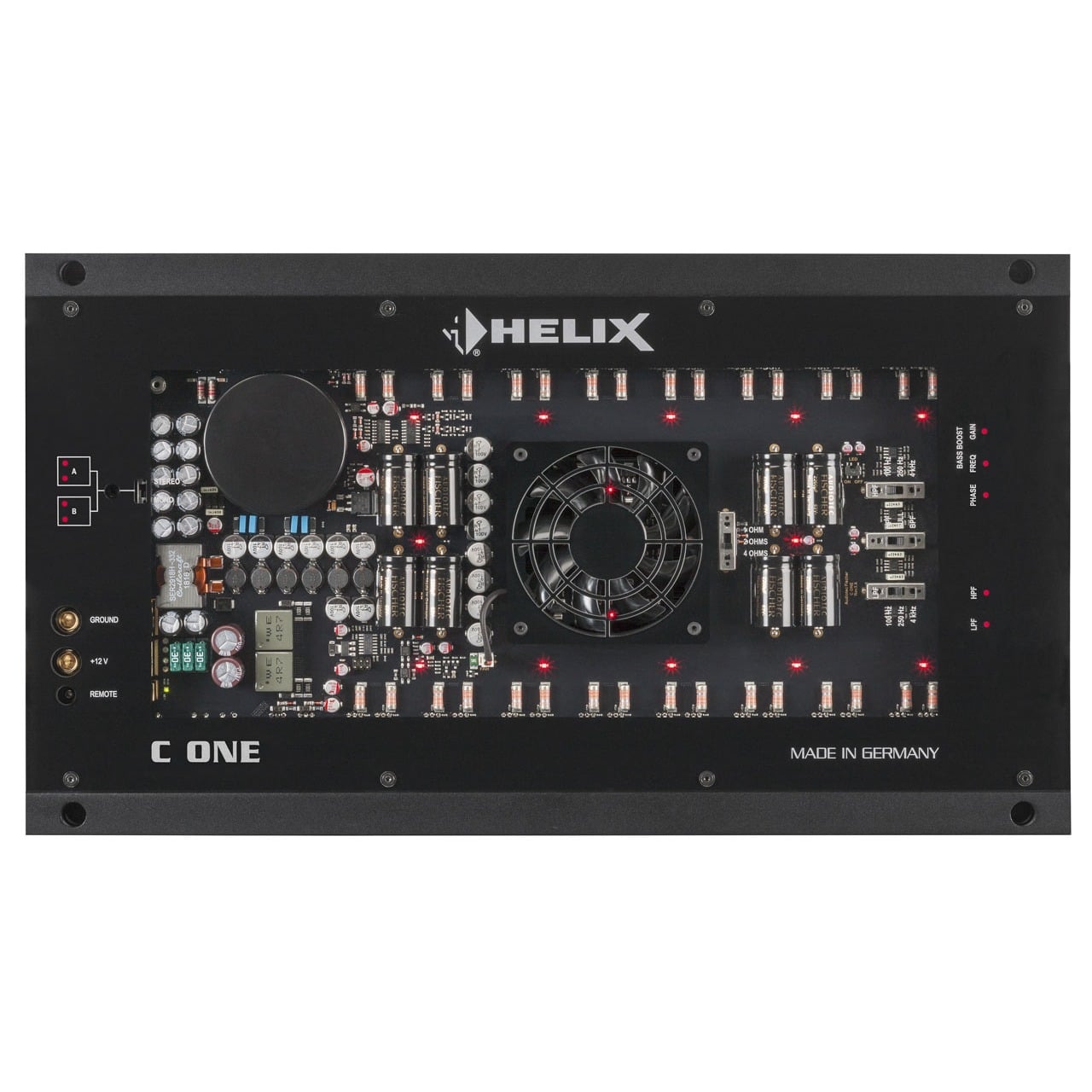Helix C ONE nhìn từ trên, đèn LED bật