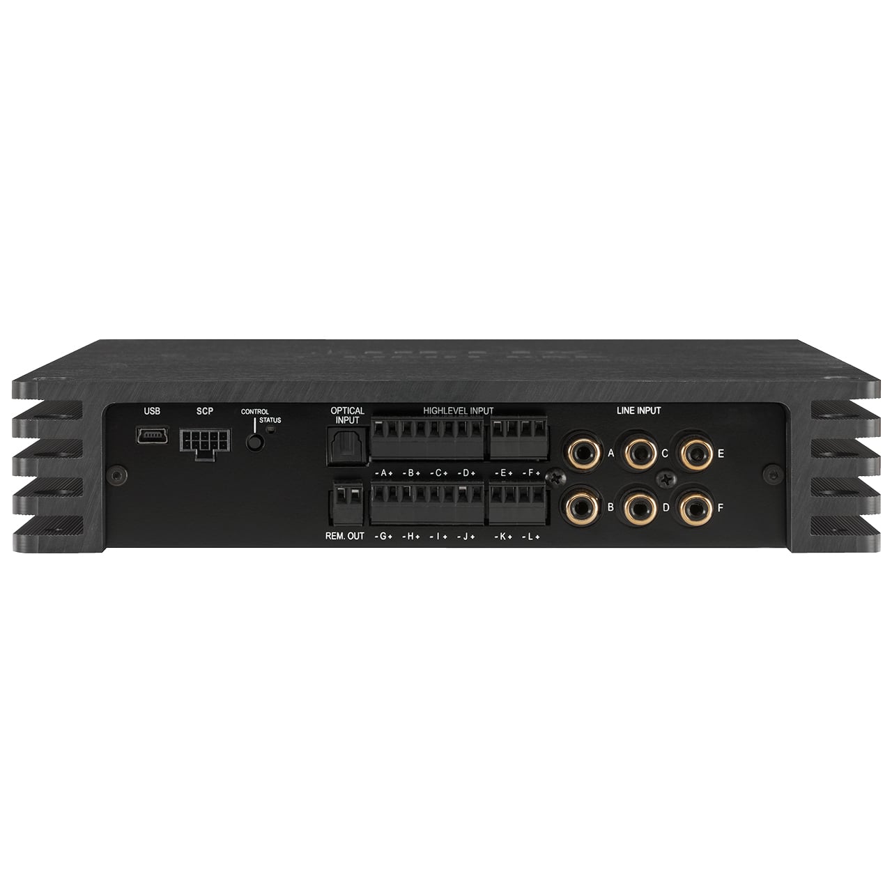Mặt 12 ngõ vào loa và RCA của Helix V TWELVE DSP MK2