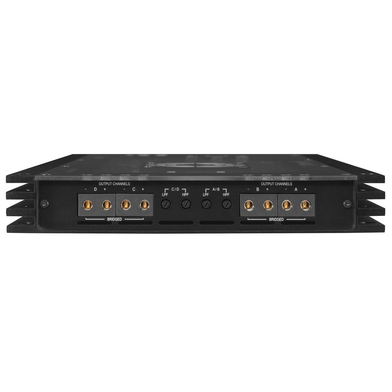 Mặt ngõ ra loa và nguồn Helix C FOUR cọc mạ vàng