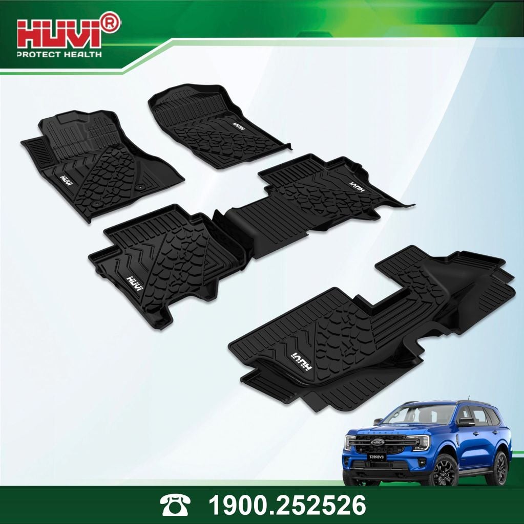 Thảm Lót Sàn Ô Tô Huvi Ford Everest 2023 - Tràn Viền Bậc Cửa, Nhựa TPE Cao Cấp
