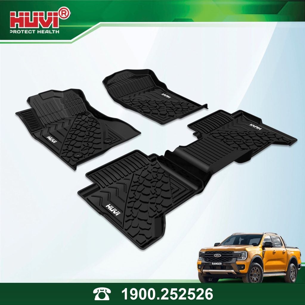 Thảm Lót Sàn Ô Tô Ford Ranger 2023 Huvi TPE Đúc Khuôn 3D