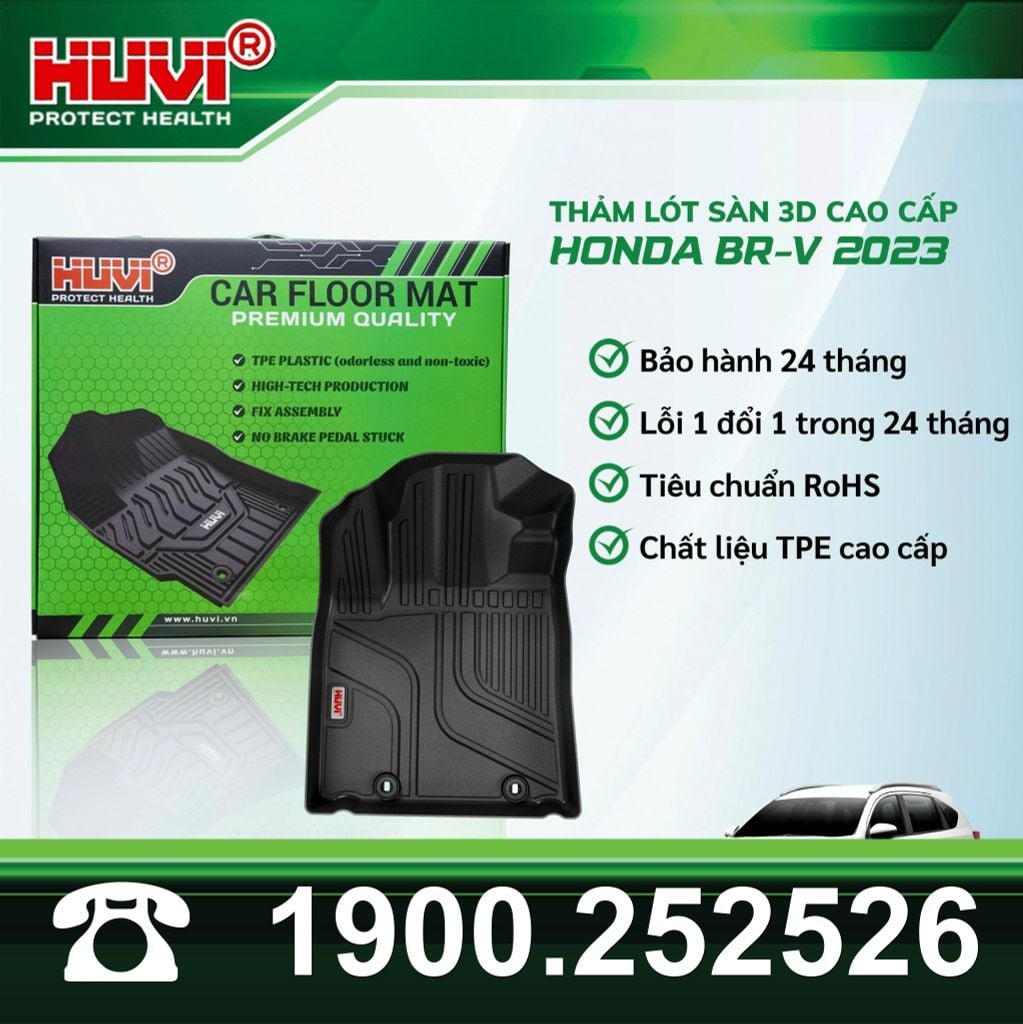 Thảm Lót Sàn Ô Tô Honda BR-V 2023 Huvi TPE 3D 4 Tấm