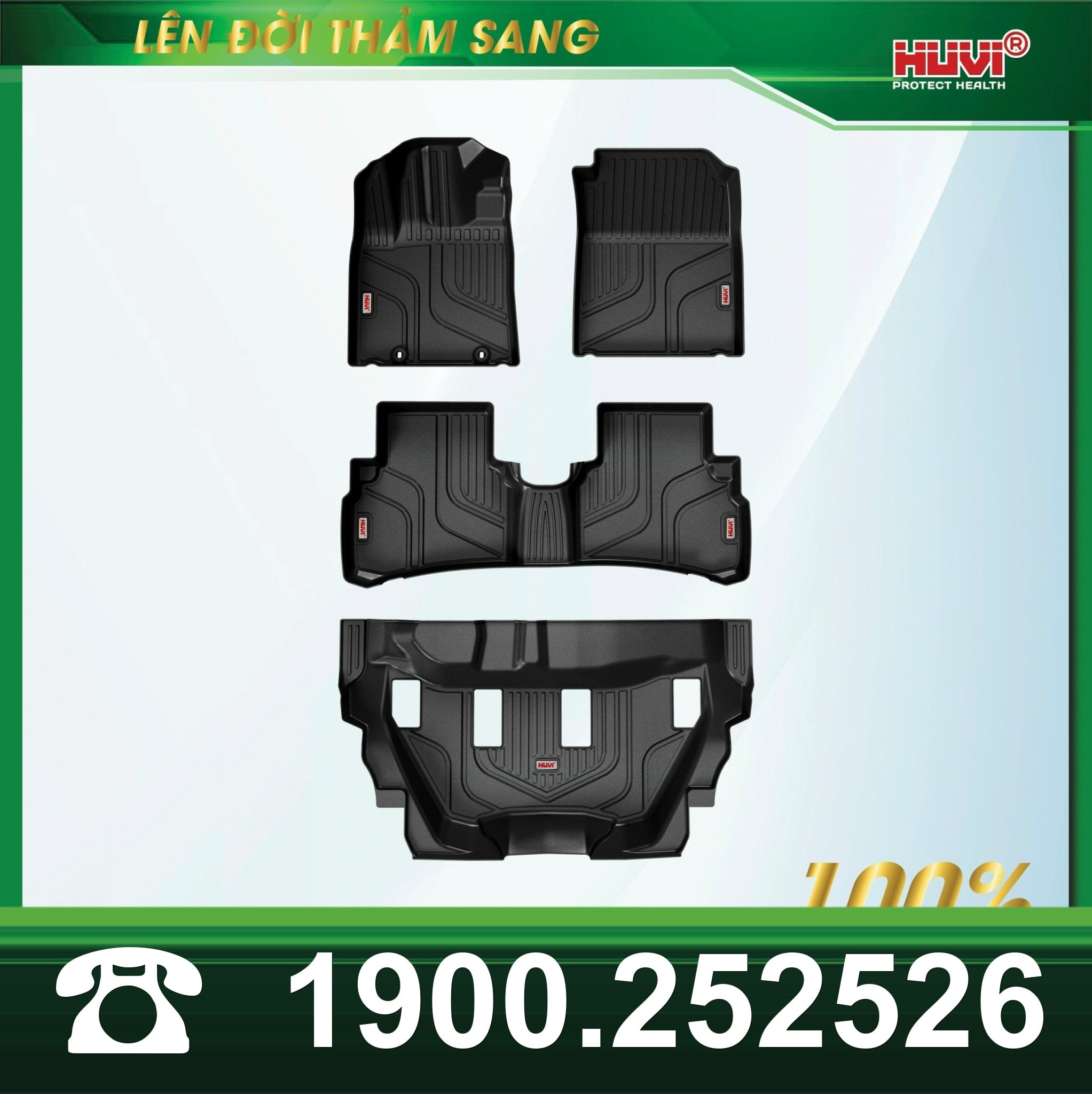 Bộ 4 tấm Huvi BR-V 2023: tấm hàng 3 có các lỗ chừa sẵn cho chân ghế hàng 2