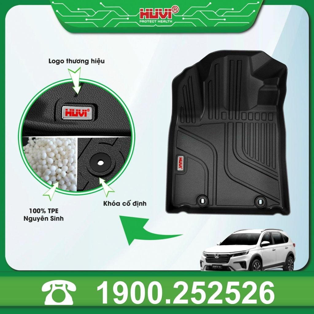 Thảm Lót Sàn Ô Tô Honda BR-V 2023 Huvi TPE 3D 4 Tấm