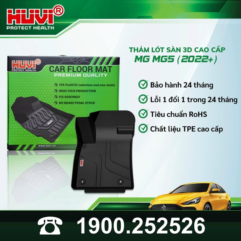 Thảm Lót Sàn Ô Tô MG5 2022-2023 Huvi TPE Tràn Viền