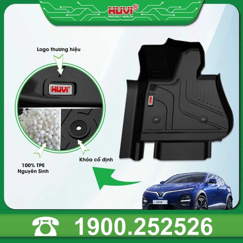 Thảm Lót Sàn Ô Tô Huvi VinFast VF6 2023 - Tràn Viền Bậc Cửa, Nhựa TPE Cao Cấp