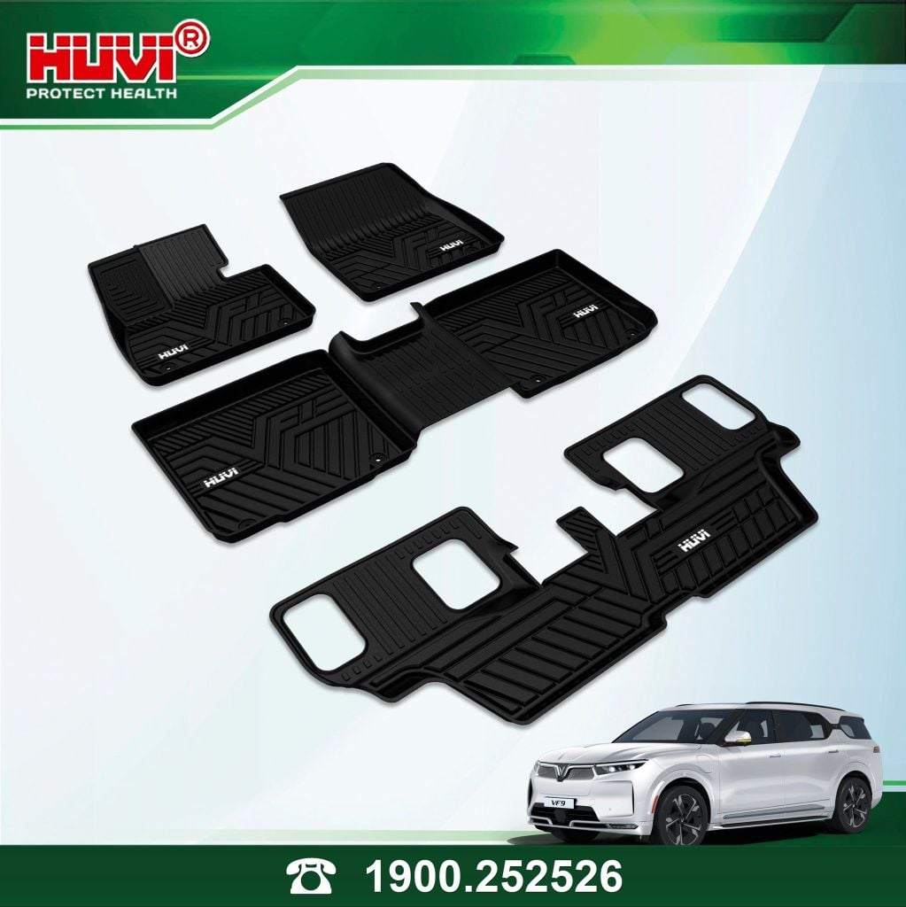 Thảm Lót Sàn Ô Tô VinFast VF9 7 Chỗ Huvi TPE Tràn Viền