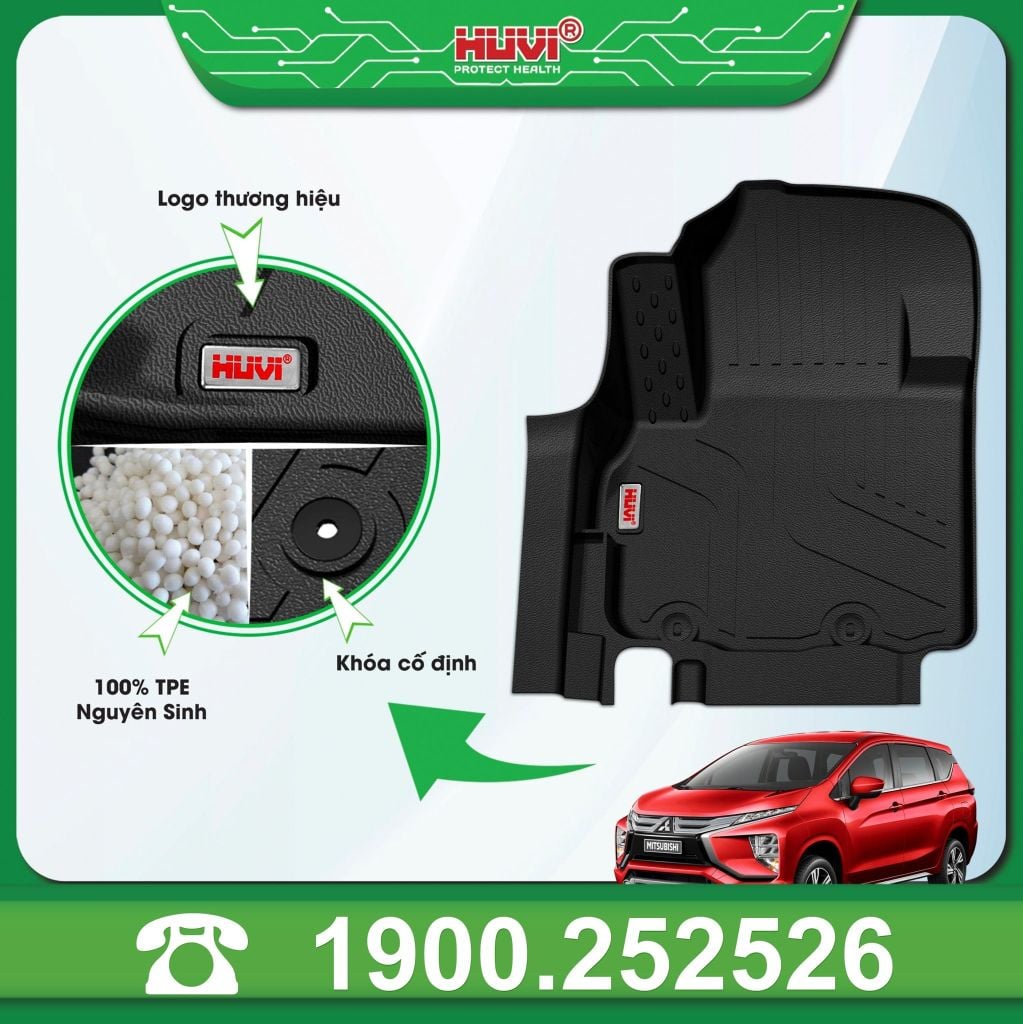 Thảm Lót Sàn Ô Tô Huvi Mitsubishi Xpander 2018-2026 - Tràn Viền Bậc Cửa, Nhựa TPE Cao Cấp