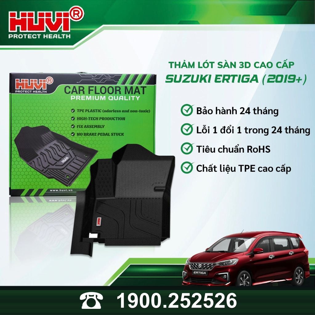 Thảm Lót Sàn Ô Tô Suzuki Ertiga 2019-2023 Huvi TPE Tràn Viền