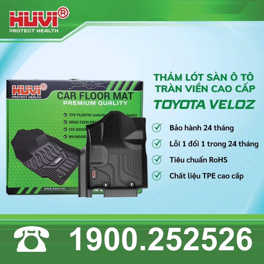 Thảm Lót Sàn Ô Tô Huvi Toyota Veloz 2022-2024 - Tràn Viền Bậc Cửa, Nhựa TPE Cao Cấp