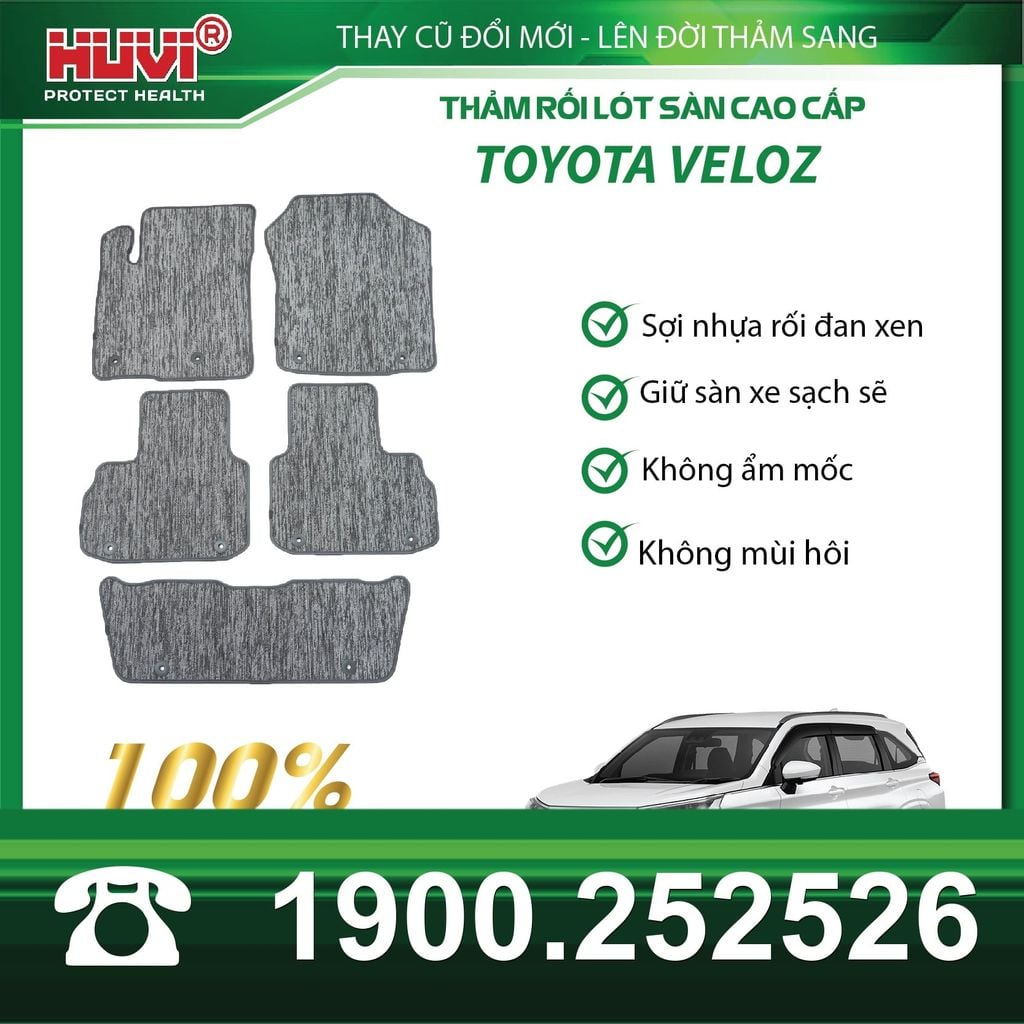 Thảm Lót Sàn Ô Tô Huvi Toyota Veloz 2022-2024 - Tràn Viền Bậc Cửa, Nhựa TPE Cao Cấp