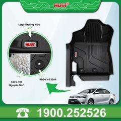 Thảm Lót Sàn Ô Tô Huvi Toyota Vios 2021-2025 - Tràn Viền Bậc Cửa, Nhựa TPE Cao Cấp