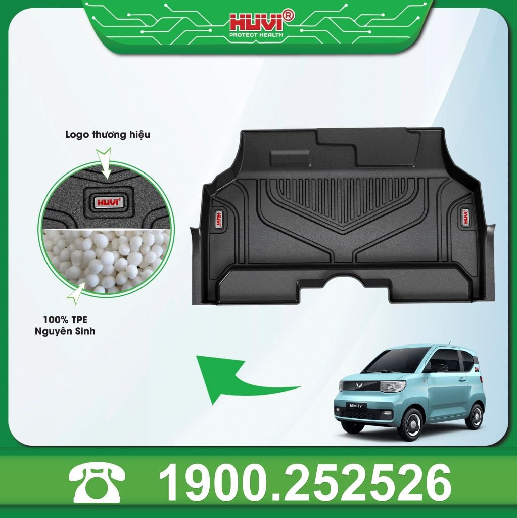 Thảm Lót Sàn Ô Tô Wuling Mini EV 2023 Huvi TPE Tràn Viền