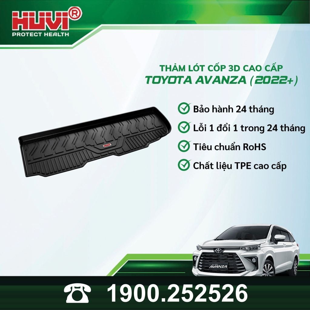 Thảm Lót Sàn Ô Tô Huvi Toyota Avanza 2022-2024 - Tràn Viền Bậc Cửa, Nhựa TPE Cao Cấp