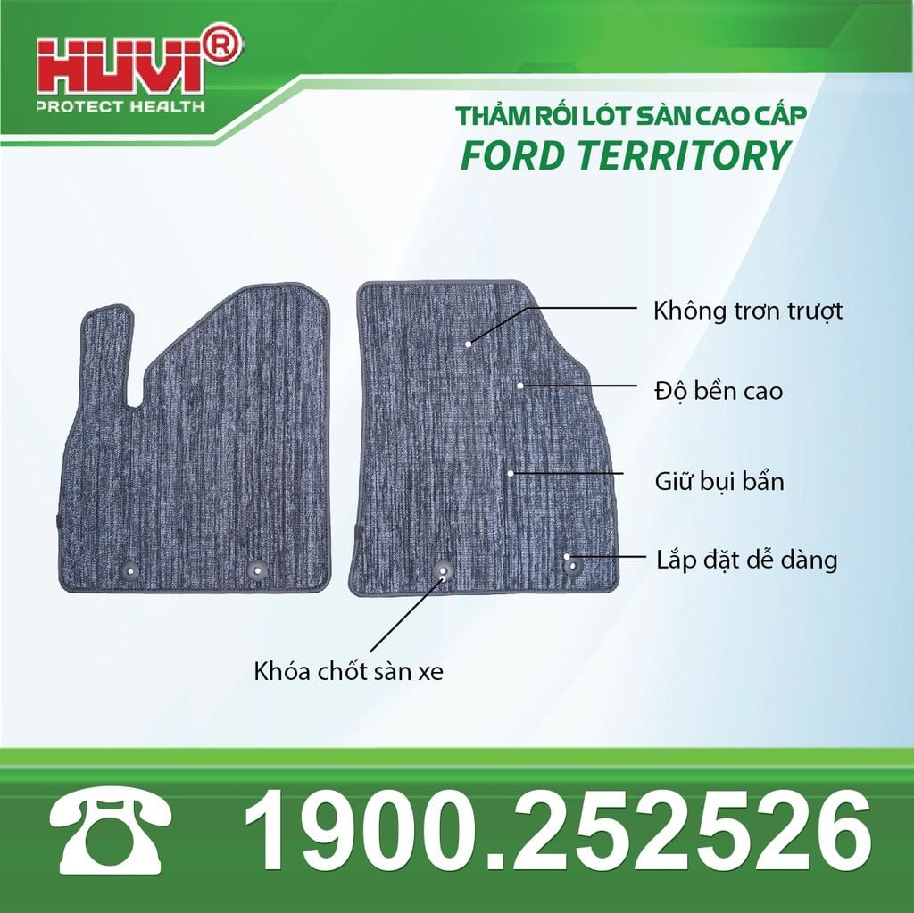 Thảm Lót Sàn Ô Tô Ford Territory 2023-2024 Huvi TPE Tràn Viền