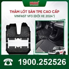 Thảm Lót Sàn Ô Tô Huvi VinFast VF3 2024 - Tràn Viền Bậc Cửa, Nhựa TPE Cao Cấp