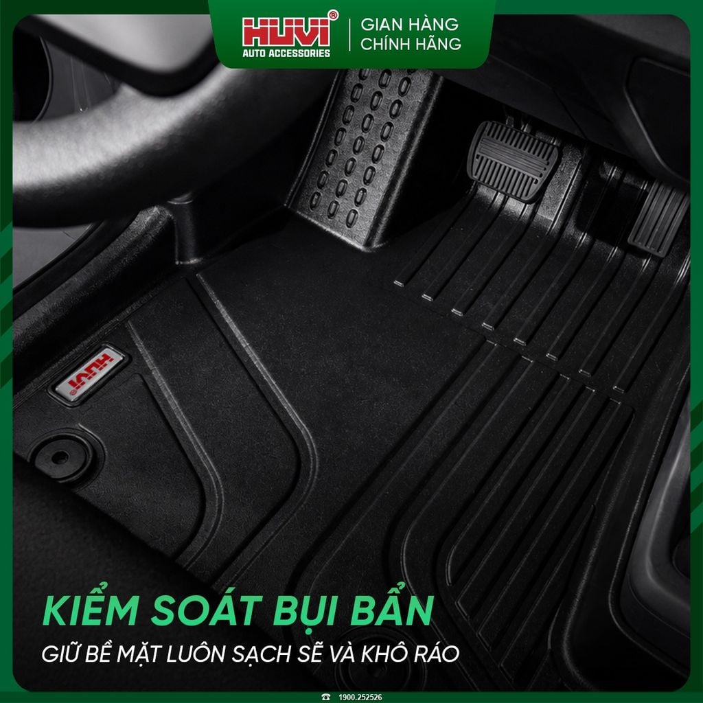 Thảm Lót Sàn Ô Tô Huvi VinFast VF3 2024 - Tràn Viền Bậc Cửa, Nhựa TPE Cao Cấp