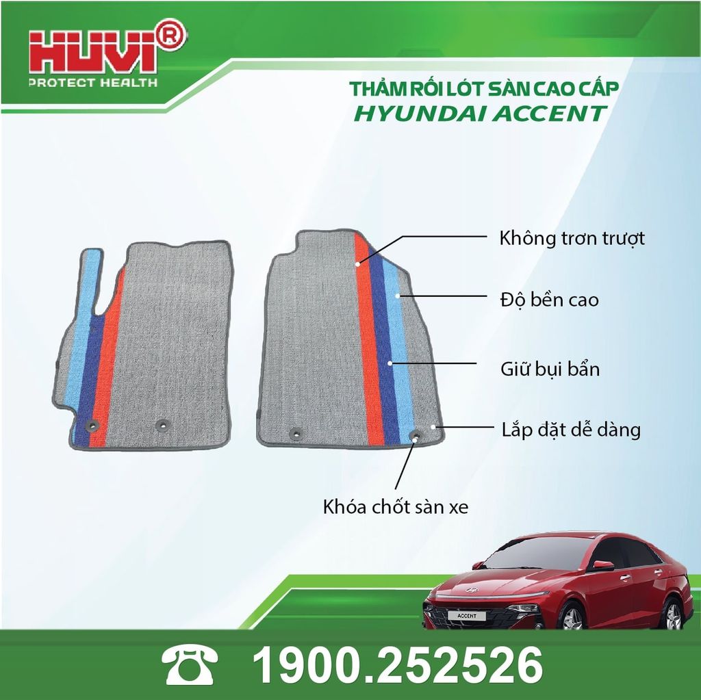 Thảm Lót Sàn Ô Tô Hyundai Accent 2024 Huvi TPE Tràn Viền