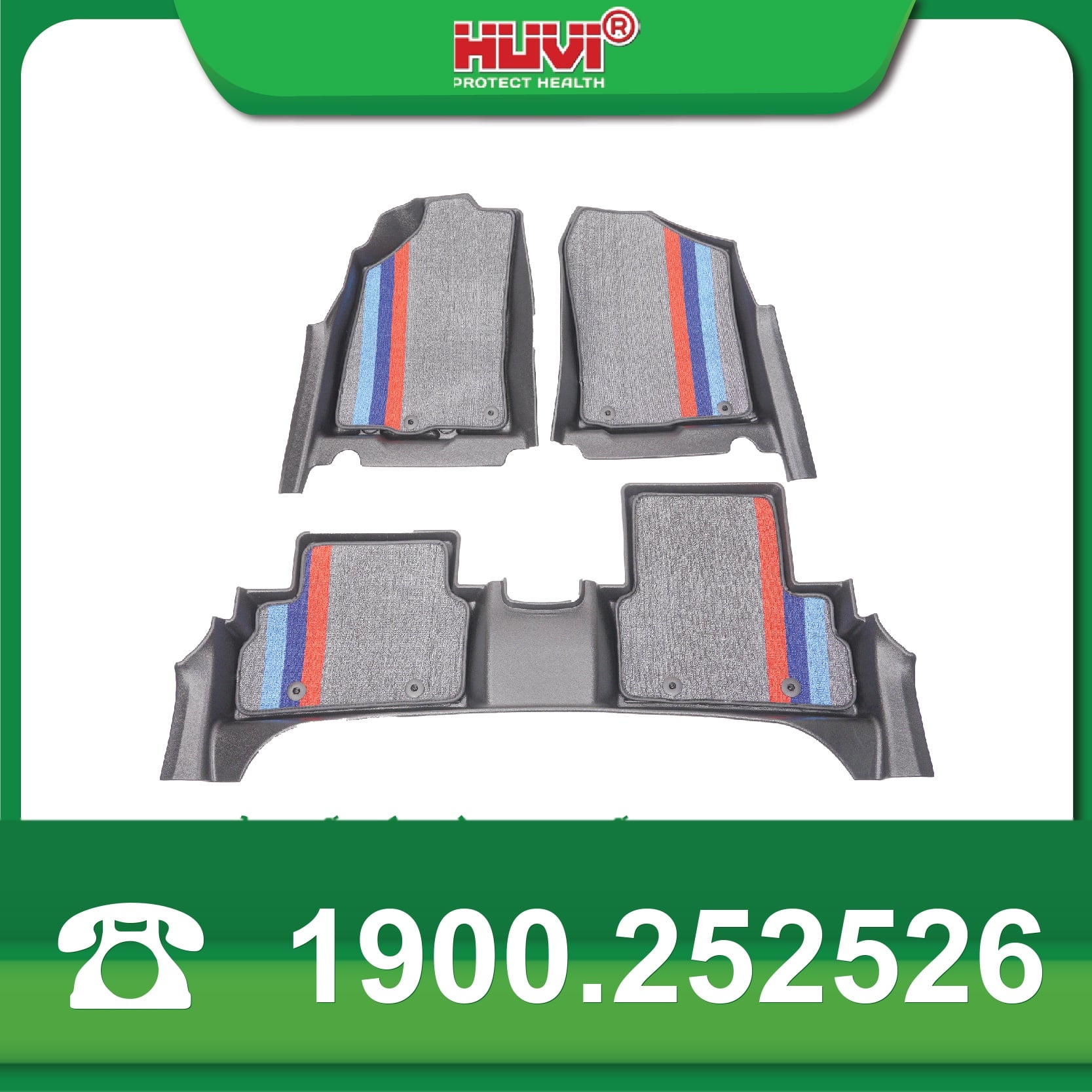 Thảm Huvi Toyota Raize 2024: 3 tấm TPE kèm lớp rối viền màu đặt phía trên