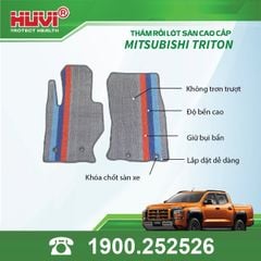 Thảm Lót Sàn Ô Tô Huvi Mitsubishi Triton 2024 - Tràn Viền Bậc Cửa, Nhựa TPE Cao Cấp