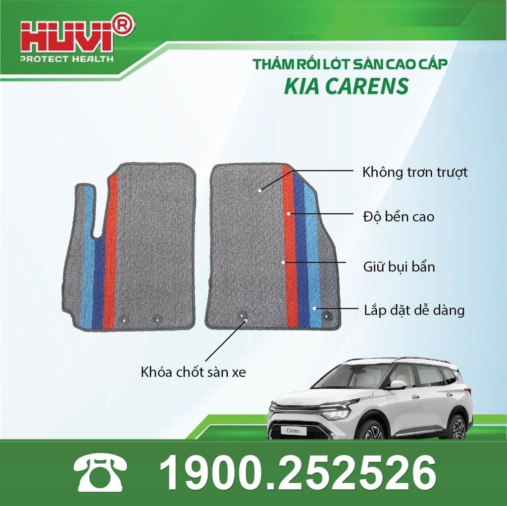 Thảm Lót Sàn Ô Tô Kia Carens 2023+ Huvi TPE Tràn Viền