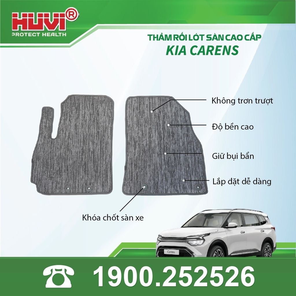Thảm Lót Sàn Ô Tô Kia Carens 2023+ Huvi TPE Tràn Viền