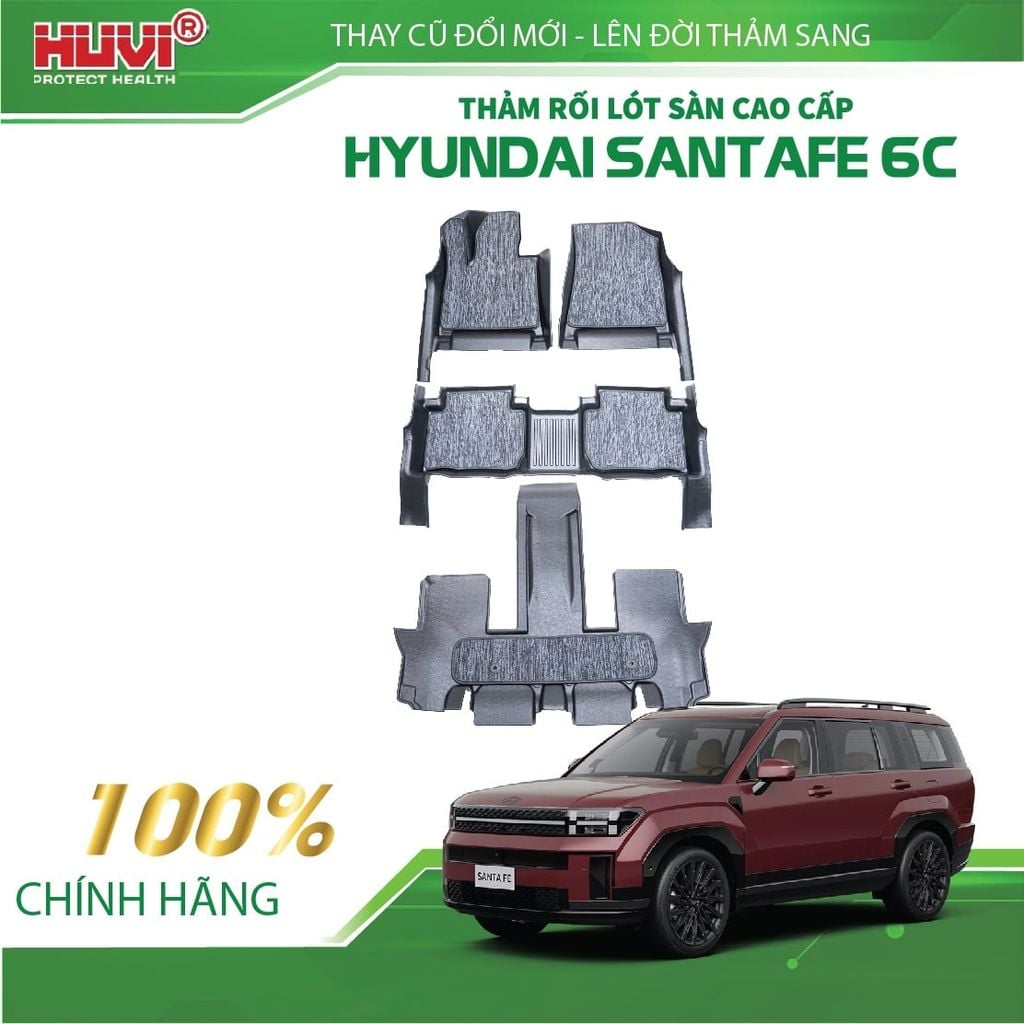 Thảm Lót Sàn Ô Tô Hyundai Santafe 2025 6 Chỗ Huvi TPE Tràn Viền