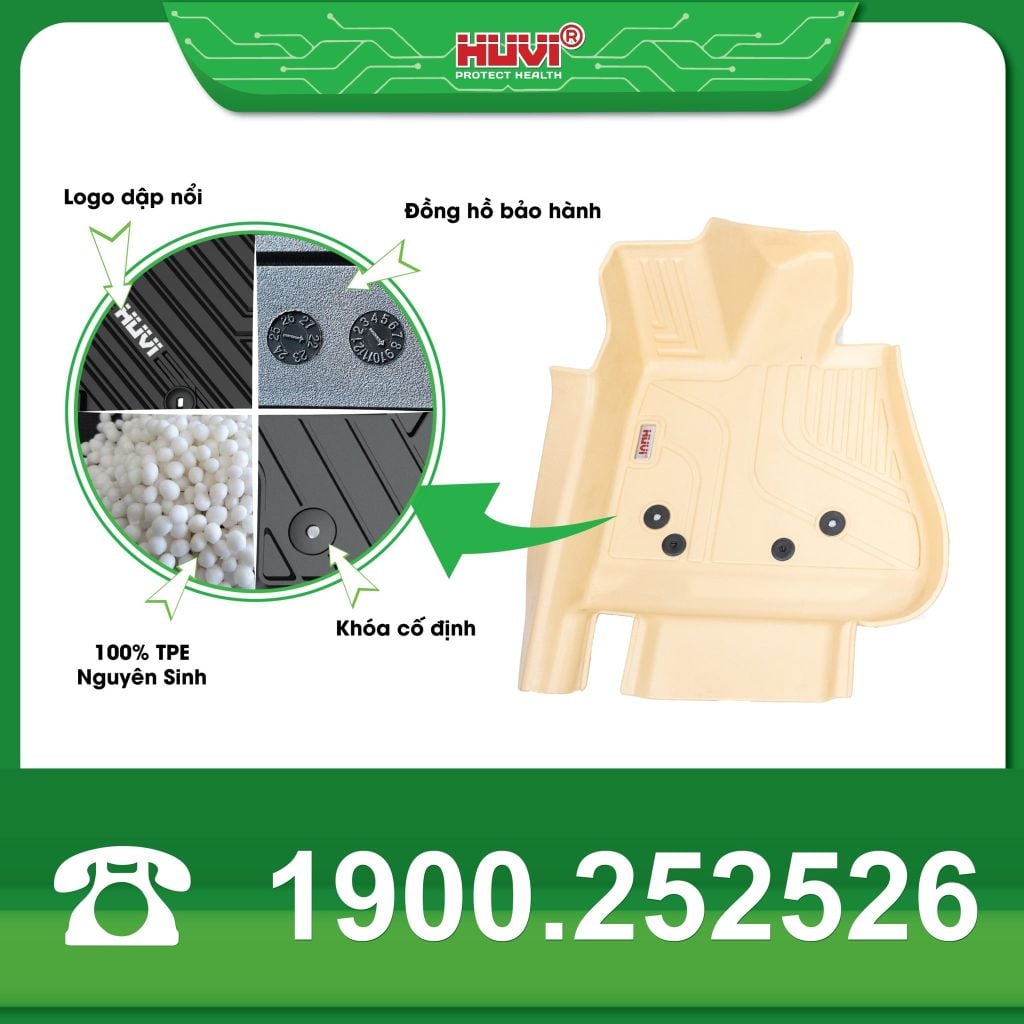Thảm Lót Sàn Ô Tô VinFast VF6 2023+ Huvi TPE Màu Be
