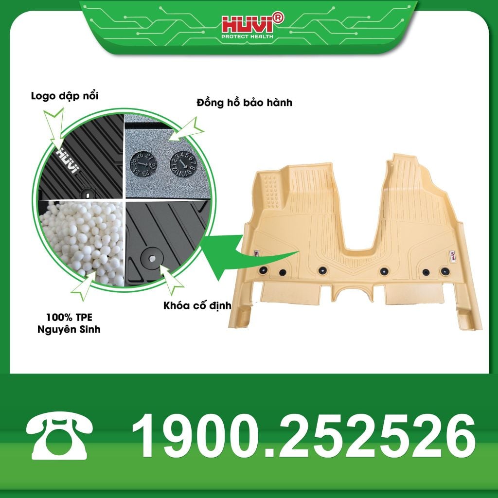 Thảm Lót Sàn Ô Tô VinFast VF3 2024+ Huvi TPE Màu Be