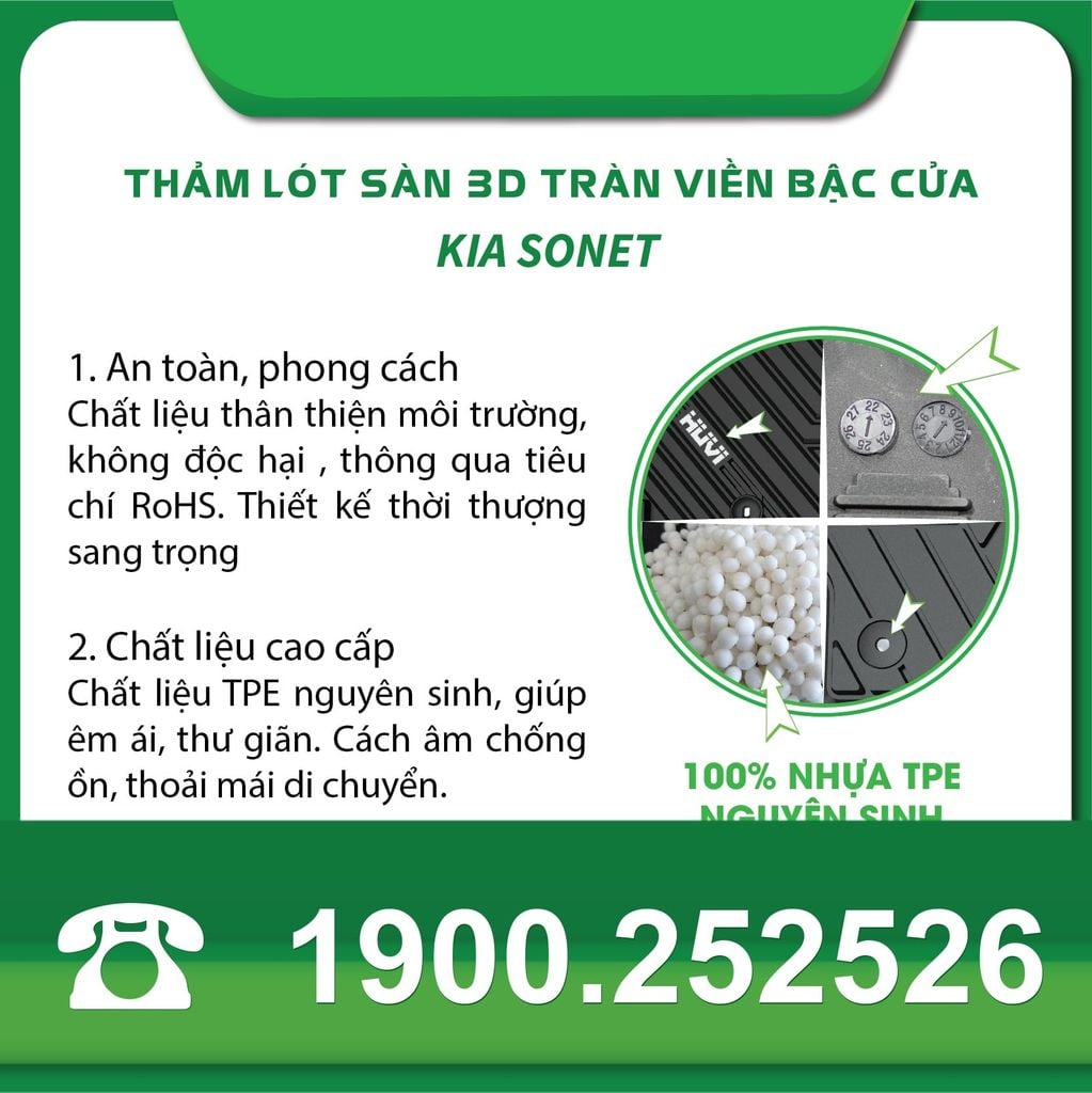 Thảm Lót Sàn Ô Tô Kia Sonet 2025 Huvi TPE