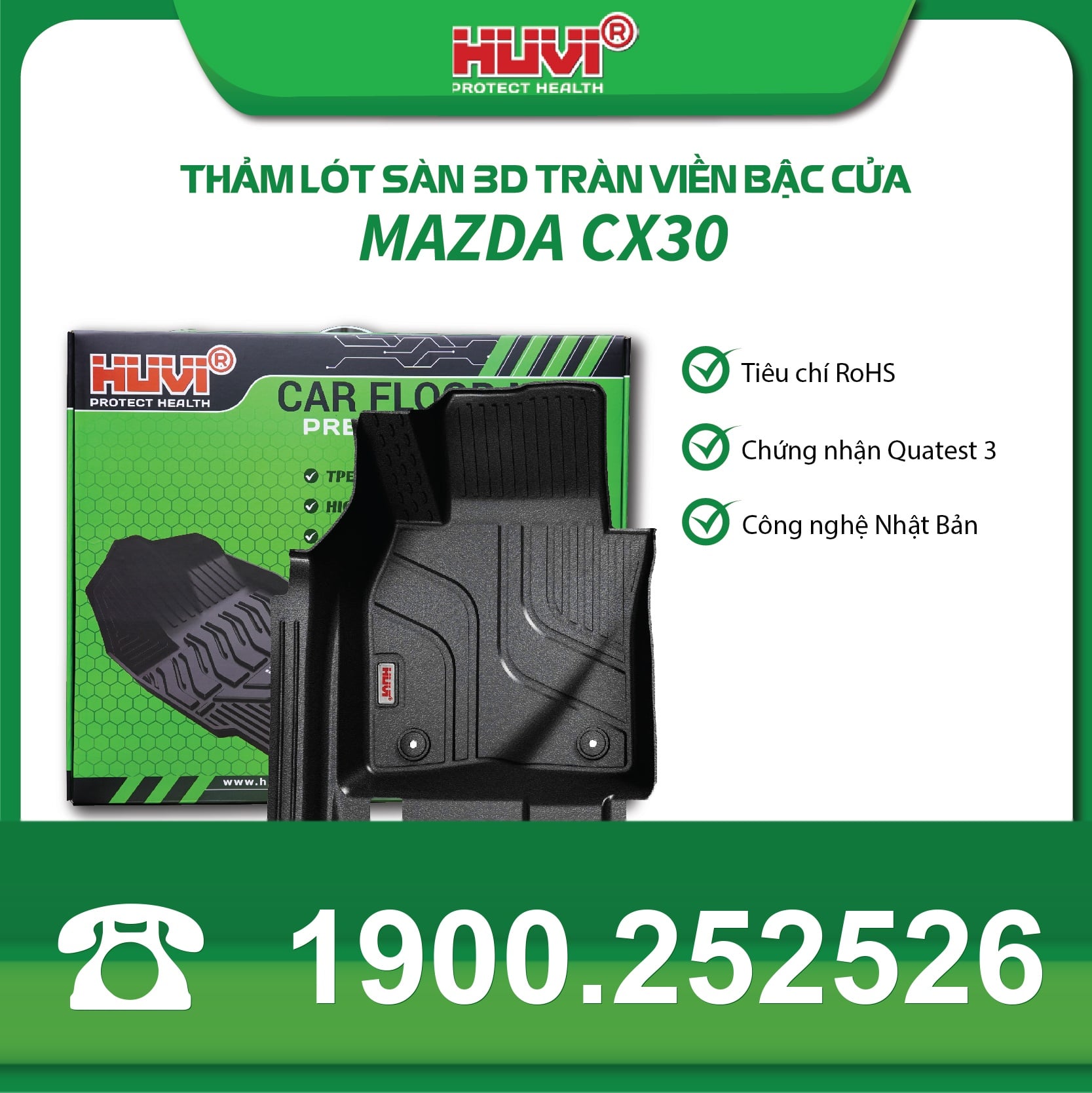 Thảm lót sàn ô tô Huvi Mazda CX30 2021-2025 lắp thực tế, dễ tháo rời vệ sinh