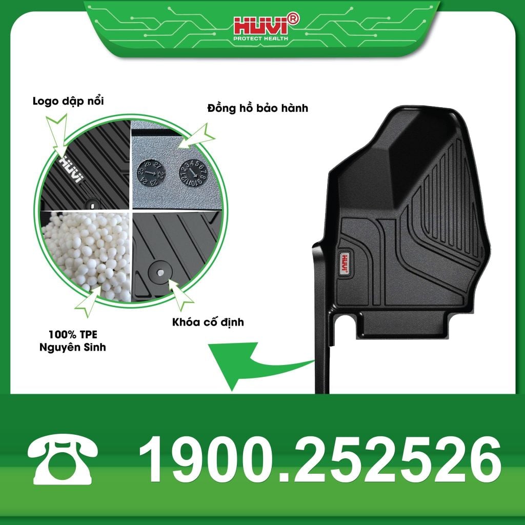 Thảm Lót Sàn Ô Tô VinFast Minio Green 2025 Huvi TPE