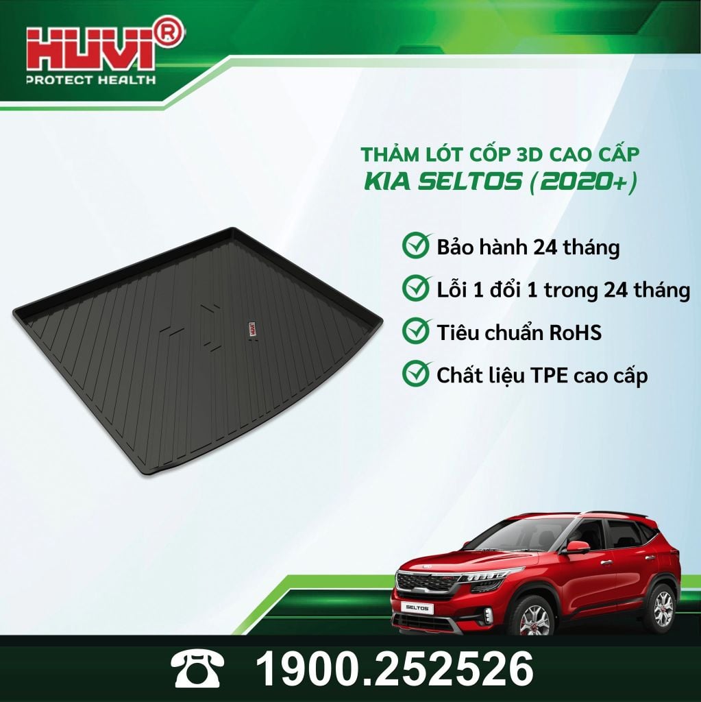 Thảm Lót Sàn Ô Tô Huvi Kia Seltos 2020-2023 - Tràn Viền Bậc Cửa, Nhựa TPE Cao Cấp