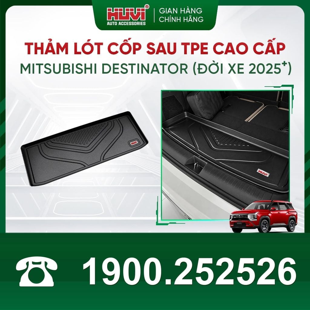 Thảm Lót Sàn Ô Tô Huvi Mitsubishi Destinator 2025 - Tràn Viền Bậc Cửa, Nhựa TPE Cao Cấp