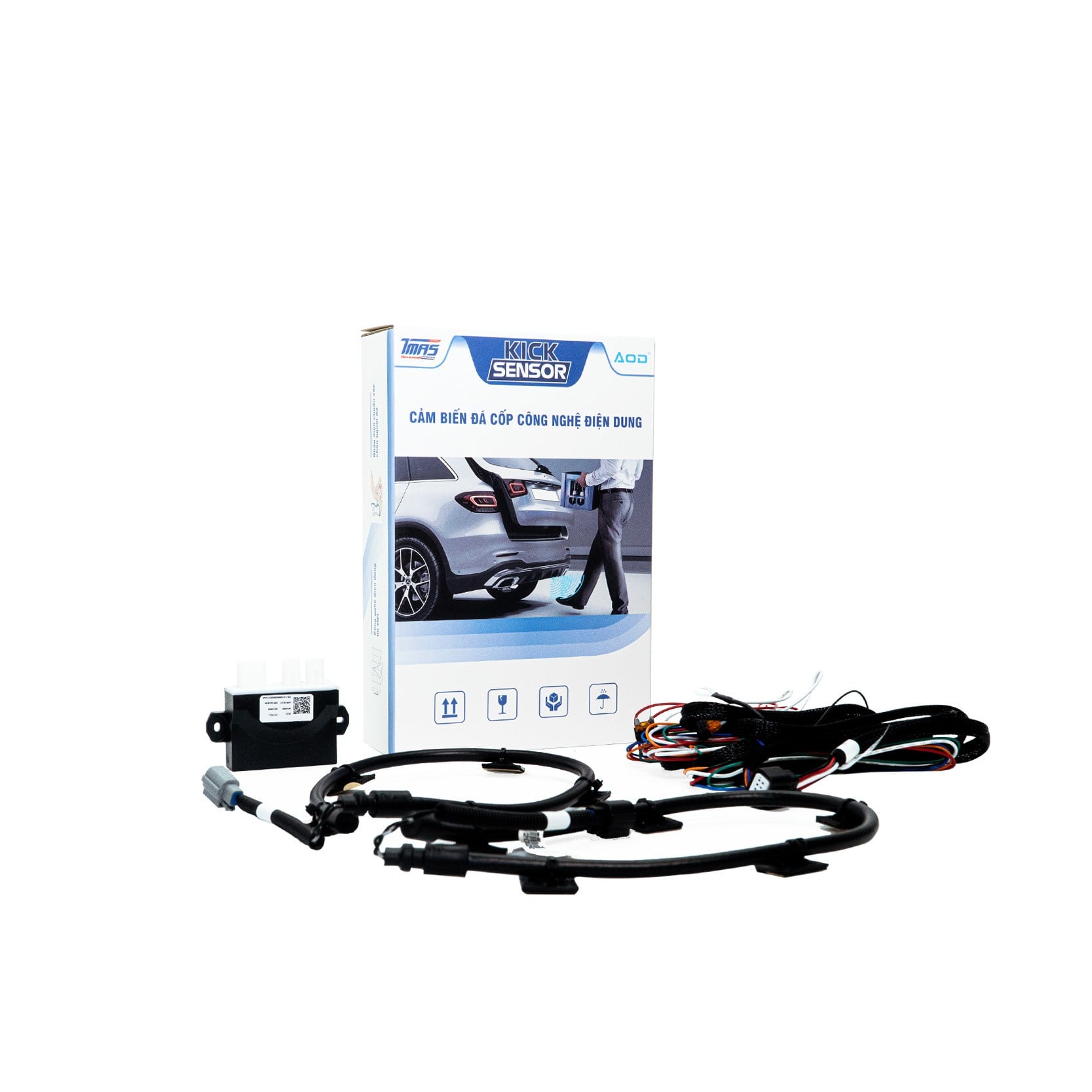 Bộ cảm biến đá cốp TMAS AOD gồm hộp ECU và bó dây 2 ăng-ten điện dung cho Fortuner