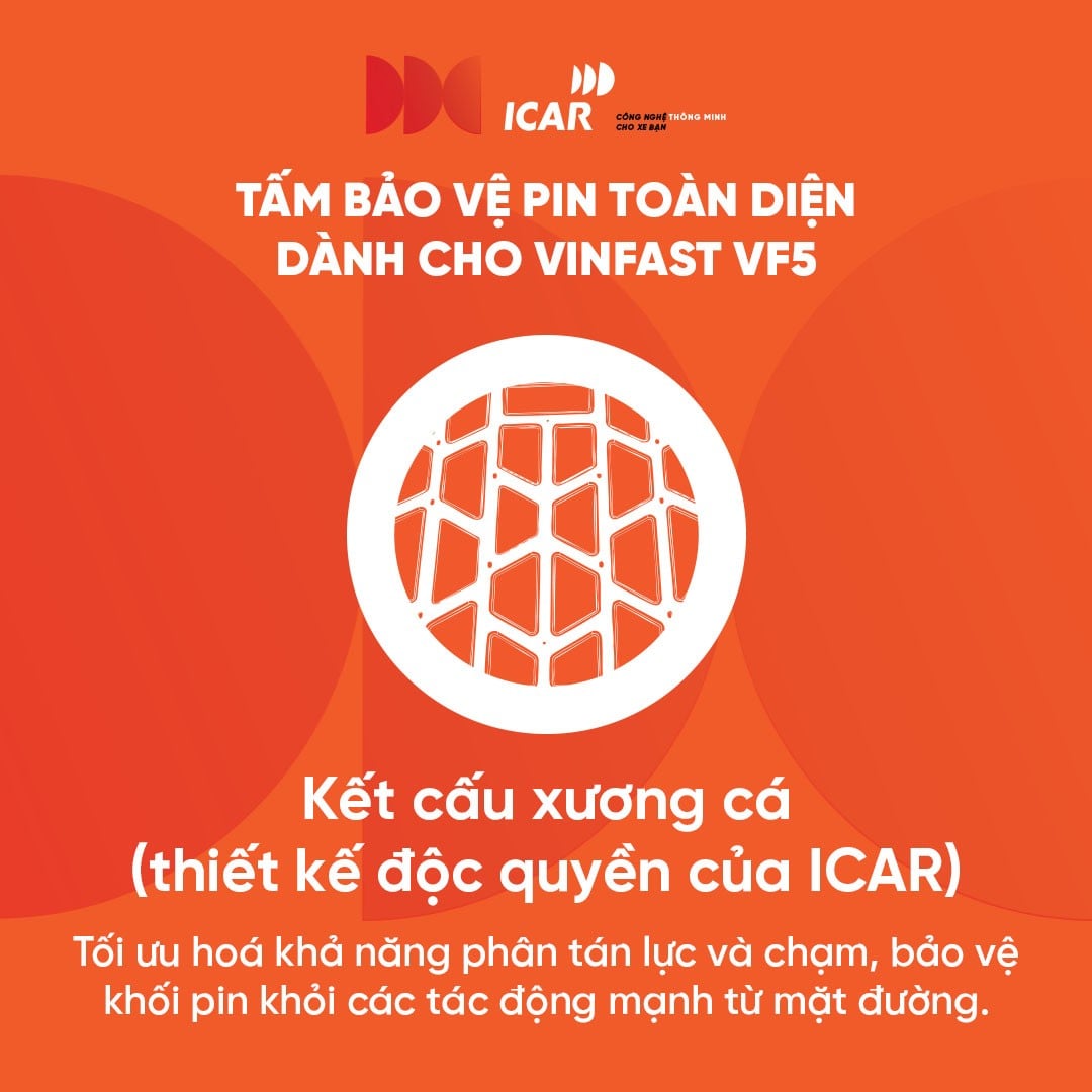 Gân xương cá phân tán lực trên tấm bảo vệ pin VF5