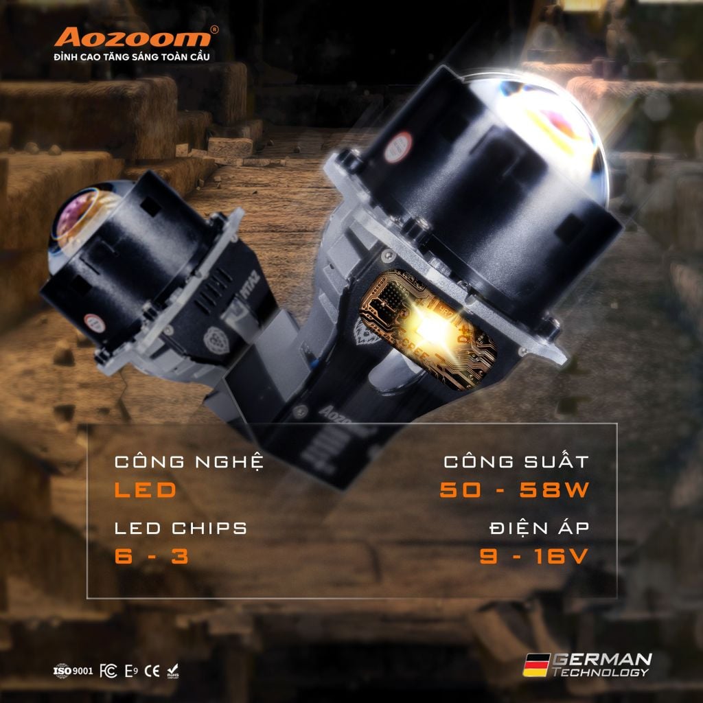 Bi LED Aozoom Leo 58W – Đèn Bi Pha Ô Tô