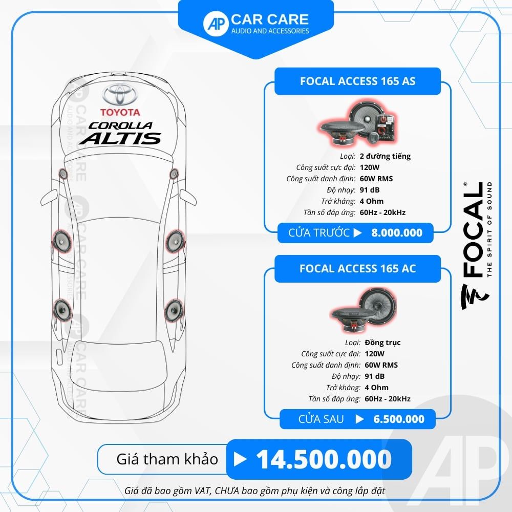 Độ loa ô tô Toyota Corolla Altis (6 loa)
