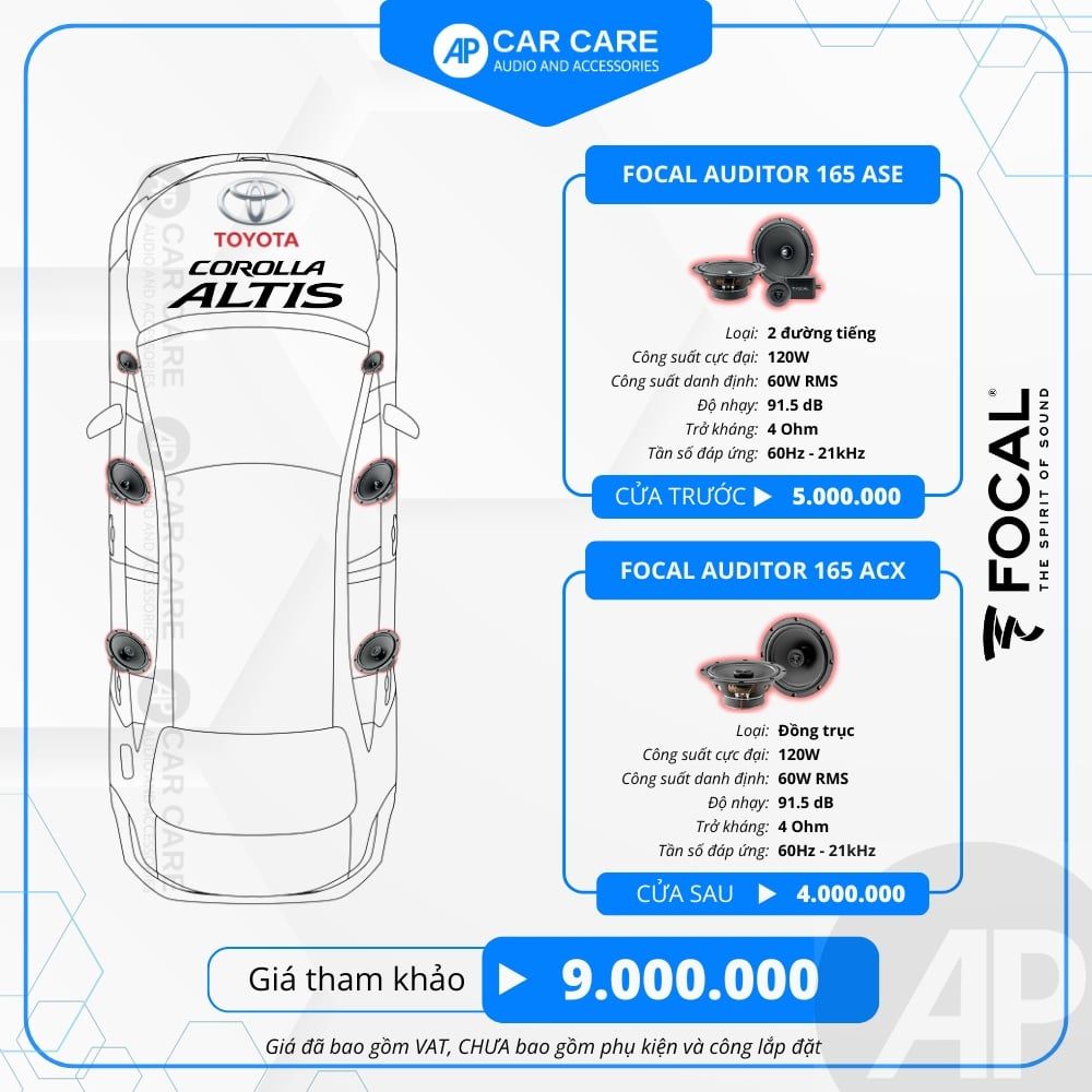 Độ loa ô tô Toyota Corolla Altis (6 loa)