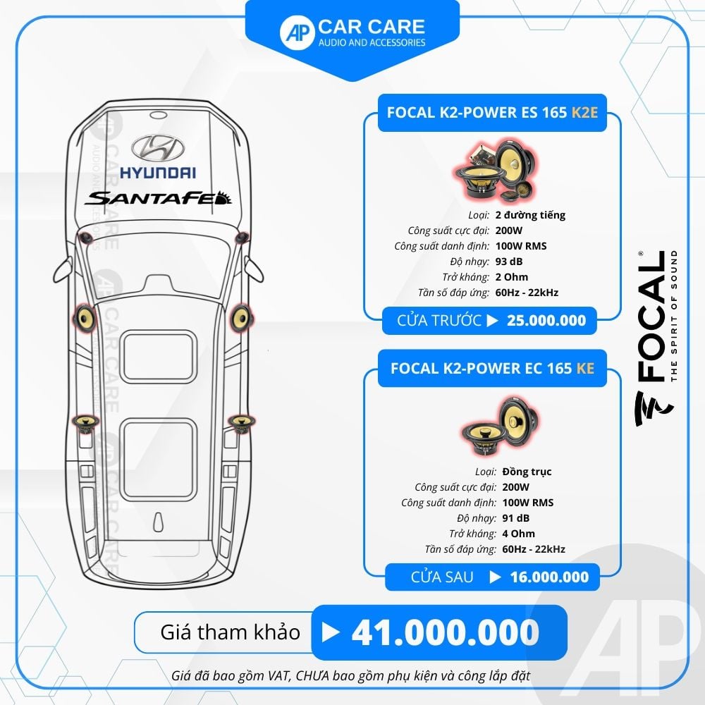 Độ loa ô tô Huyndai SantaFe (6 loa - 12 loa)